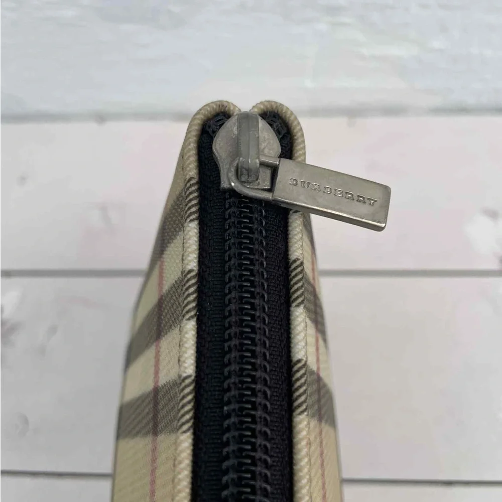 Burberry Beige and Black Check Cosmetic Bag